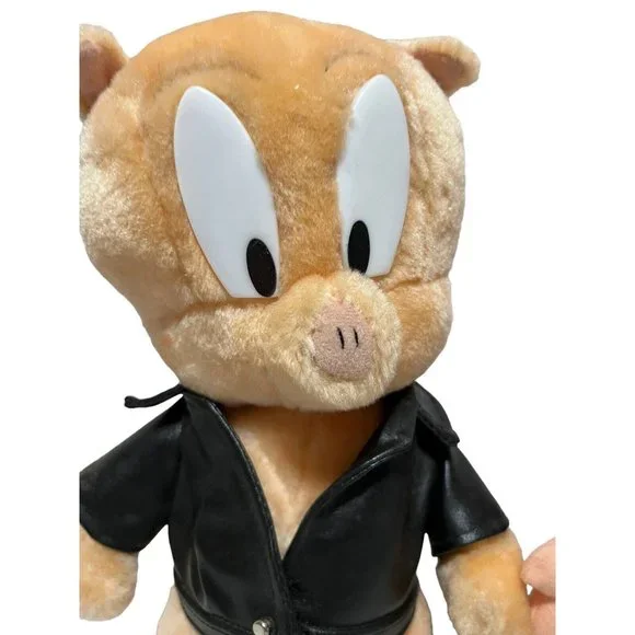 Ace Vintage '95 '97 Looney Tunes Porky Pig 11" Plushes Set of 2 Leather Jackets - Picture 3 of 16